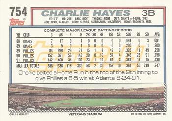 1992 Topps - Gold Winners #754 Charlie Hayes Back