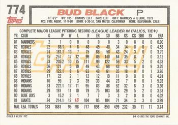 1992 Topps - Gold Winners #774 Bud Black Back