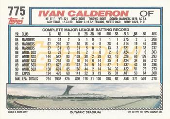 1992 Topps - Gold Winners #775 Ivan Calderon Back