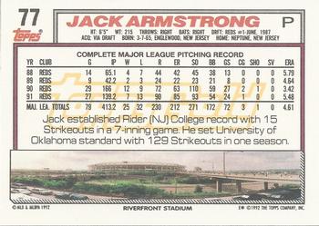 1992 Topps - Gold Winners #77 Jack Armstrong Back