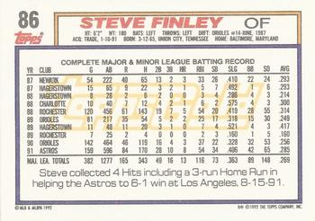 1992 Topps - Gold Winners #86 Steve Finley Back