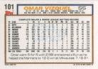 1992 Topps Micro #101 Omar Vizquel Back