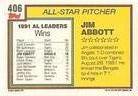 1992 Topps Micro #406 Jim Abbott Back