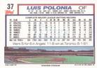 1992 Topps Micro #37 Luis Polonia Back