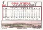 1992 Topps Micro #61 Paul O'Neill Back