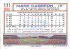 1992 Topps Micro #111 Mark Carreon Back