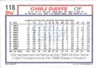 1992 Topps Micro #118 Chili Davis Back