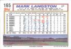 1992 Topps Micro #165 Mark Langston Back