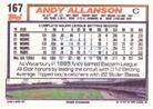 1992 Topps Micro #167 Andy Allanson Back