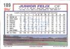 1992 Topps Micro #189 Junior Felix Back