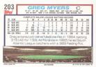 1992 Topps Micro #203 Greg Myers Back