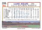 1992 Topps Micro #206 Luis Sojo Back