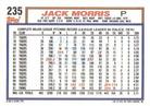1992 Topps Micro #235 Jack Morris Back