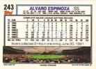 1992 Topps Micro #243 Alvaro Espinoza Back