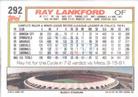 1992 Topps Micro #292 Ray Lankford Back