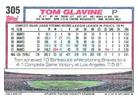1992 Topps Micro #305 Tom Glavine Back
