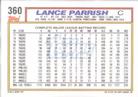 1992 Topps Micro #360 Lance Parrish Back