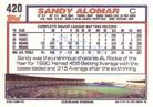 1992 Topps Micro #420 Sandy Alomar Back