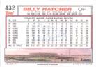 1992 Topps Micro #432 Billy Hatcher Back