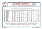 1992 Topps Micro #443 Spike Owen Back