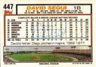 1992 Topps Micro #447 David Segui Back