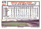 1992 Topps Micro #472 Rich Rowland Back