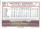 1992 Topps Micro #533 Mackey Sasser Back