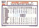 1992 Topps Micro #537 Mark Leiter Back