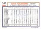 1992 Topps Micro #541 Jose Tolentino Back