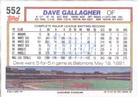 1992 Topps Micro #552 Dave Gallagher Back
