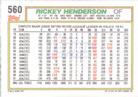 1992 Topps Micro #560 Rickey Henderson Back