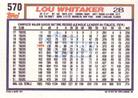 1992 Topps Micro #570 Lou Whitaker Back