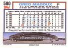 1992 Topps Micro #580 Greg Maddux Back