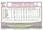 1992 Topps Micro #631 Armando Reynoso Back