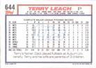 1992 Topps Micro #644 Terry Leach Back