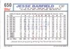 1992 Topps Micro #650 Jesse Barfield Back