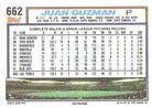 1992 Topps Micro #662 Juan Guzman Back