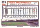 1992 Topps Micro #679 Pete Incaviglia Back