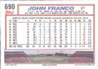 1992 Topps Micro #690 John Franco Back