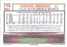 1992 Topps Micro #715 Craig Biggio Back