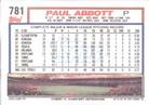 1992 Topps Micro #781 Paul Abbott Back