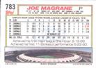1992 Topps Micro #783 Joe Magrane Back