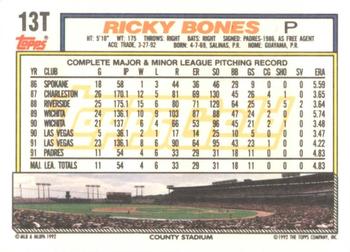 1992 Topps Traded - Gold #13T Ricky Bones Back