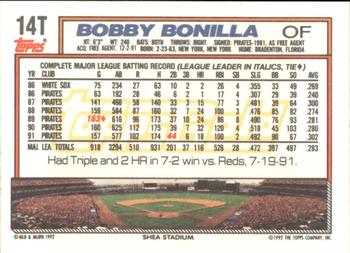 1992 Topps Traded - Gold #14T Bobby Bonilla Back