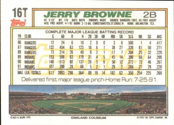 1992 Topps Traded - Gold #16T Jerry Browne Back