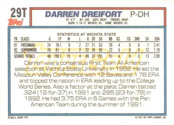 1992 Topps Traded - Gold #29T Darren Dreifort Back