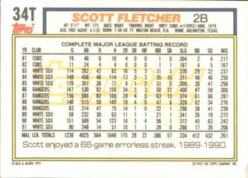 1992 Topps Traded - Gold #34T Scott Fletcher Back