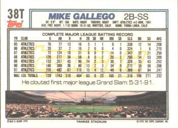 1992 Topps Traded - Gold #38T Mike Gallego Back