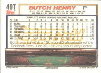 1992 Topps Traded - Gold #49T Butch Henry Back