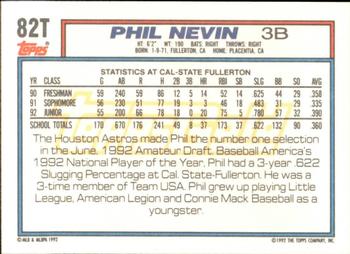 1992 Topps Traded - Gold #82T Phil Nevin Back